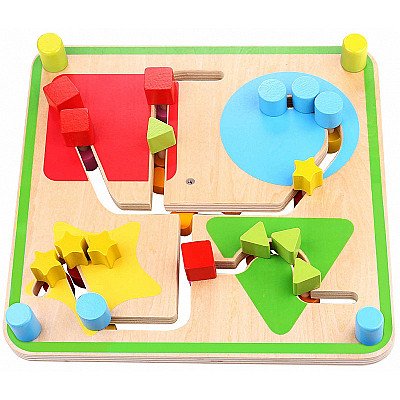 Kahepoolne montessori labürintimäng 2in1 loomad ja kujundid Tooky Toy