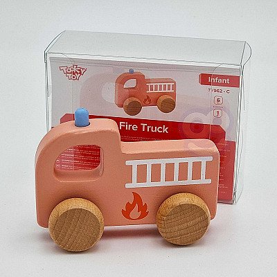 Laste puidust lükatav-tõmbav tuletõrjeauto Tooky Toy