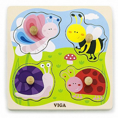 Viga Puidust Pin Puzzle Putukad