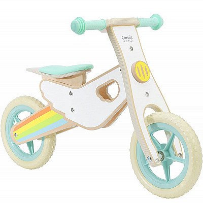 Classic World Medinis Vaikiškas Bėgimo Dviratis Quiet Wheels Rainbow