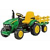 Lastetraktor John Deere aku ja haagisega