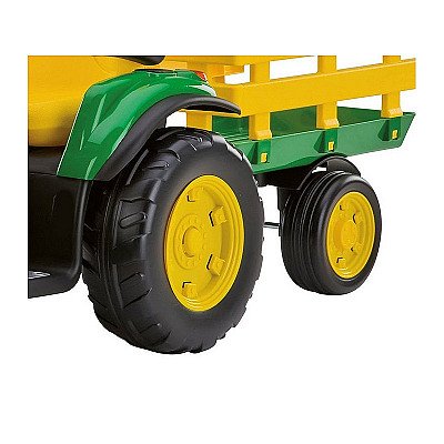 Lastetraktor John Deere aku ja haagisega