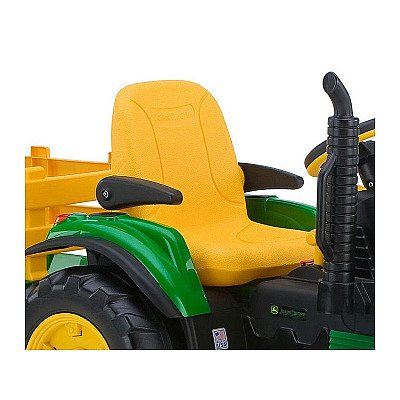 Lastetraktor John Deere aku ja haagisega