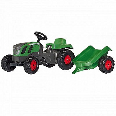 Rollytoys Rollykid suur pedaaliga traktor Fendt koos haagisega