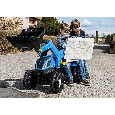 Rollyfarmtrac New Hollandi pedaaltraktor kopa ja vaiksete ratastega