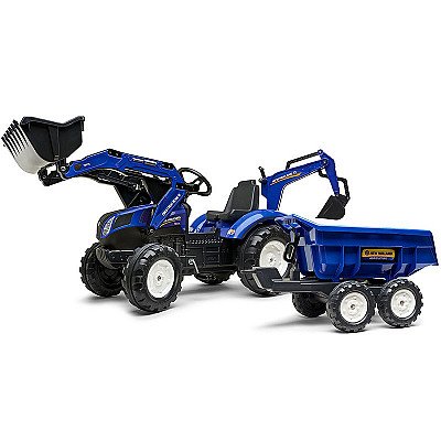 Falk Tractor New Holland Pedal Blue koos haagisega alates 3 aastast