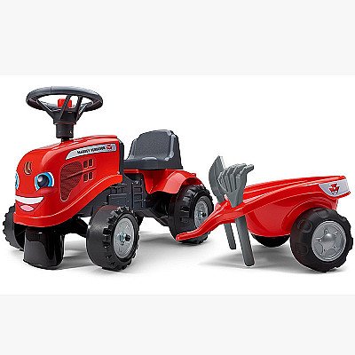 Falk Traktorius Baby Massey Ferguson Raudonos Spalvos Su Priekaba Acc. Nuo 1 Metų