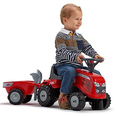 Falk Traktorius Baby Massey Ferguson Raudonos Spalvos Su Priekaba Acc. Nuo 1 Metų