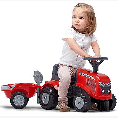 Falk Traktorius Baby Massey Ferguson Raudonos Spalvos Su Priekaba Acc. Nuo 1 Metų