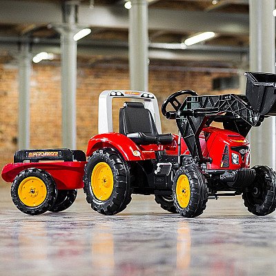 Falk Red Supercharger pedaaliga traktor koos haagisega alates 3 aastast