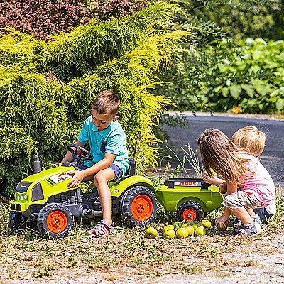 Falk Green pedaaltraktor Claas koos haagisega