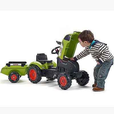 Falk Green pedaaltraktor Claas koos haagisega