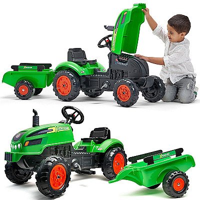 Falk Green Pedal Tractor X koos haagisega