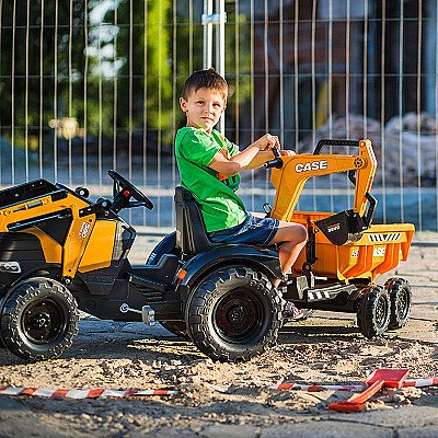 Falk Orange Tractor Case Ih ekskavaator koos haagise teisalduskopaga