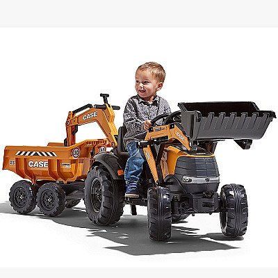 Falk Orange Tractor Case Ih ekskavaator koos haagise teisalduskopaga