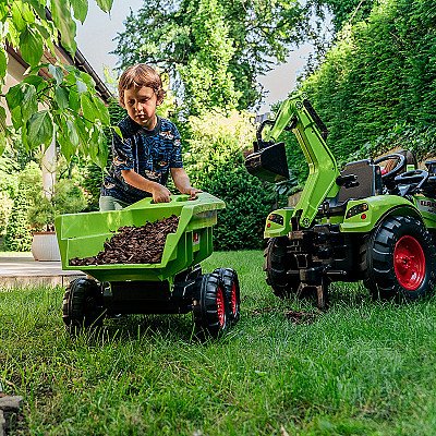 Falk Claas Avec roheline pedaaliga traktor koos haagisega alates 3 aastast