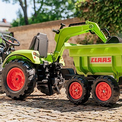 Falk Claas Avec roheline pedaaliga traktor koos haagisega alates 3 aastast