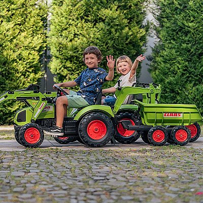 Falk Claas Avec roheline pedaaliga traktor koos haagisega alates 3 aastast