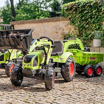 Falk Claas Avec roheline pedaaliga traktor koos haagisega alates 3 aastast