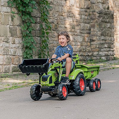 Falk Claas Avec roheline pedaaliga traktor koos haagisega alates 3 aastast