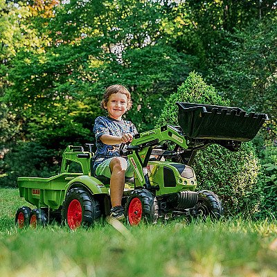 Falk Claas Avec roheline pedaaliga traktor koos haagisega alates 3 aastast