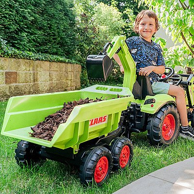 Falk Claas Avec roheline pedaaliga traktor koos haagisega alates 3 aastast