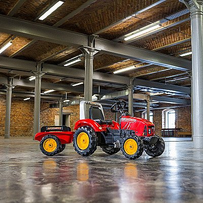 Falk Red Supercharger pedaaliga traktor koos haagisega, avatud alates 3 aastast