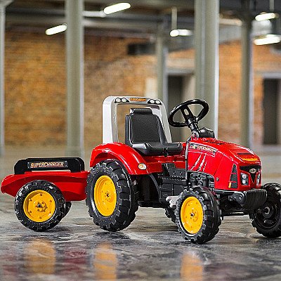 Falk Red Supercharger pedaaliga traktor koos haagisega, avatud alates 3 aastast