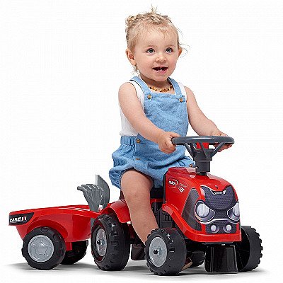 Falk Traktorius Baby Case Ih Ride-On Red Su Priekaba