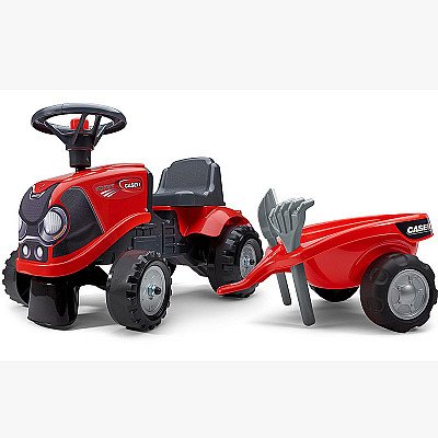 Falk Traktorius Baby Case Ih Ride-On Red Su Priekaba