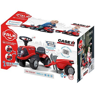 Falk Traktorius Baby Case Ih Ride-On Red Su Priekaba