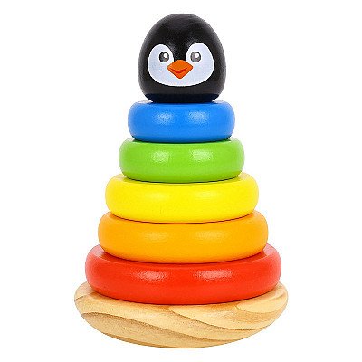 Rippuv puidust mänguasjapüramiid Penguin TOOKY TOY