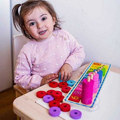 Puidust montessori numbri- ja värvipusle 56 tk. Whoopie