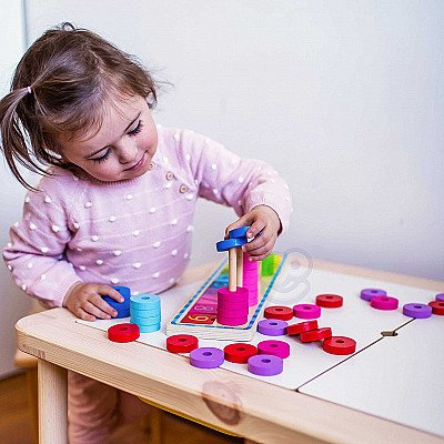 Puidust montessori numbri- ja värvipusle 56 tk. Whoopie