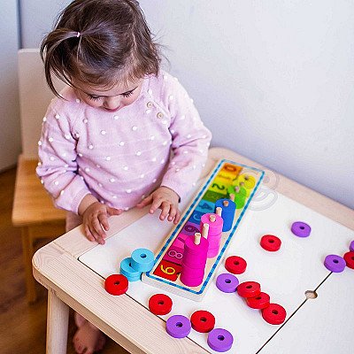 Puidust montessori numbri- ja värvipusle 56 tk. Whoopie