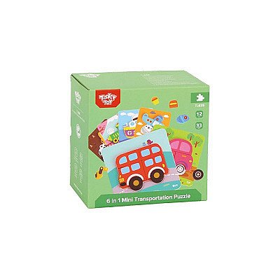 Harivad puidust pusled lastele 6in1 Mini transpordipuzzle Tooky mänguasi