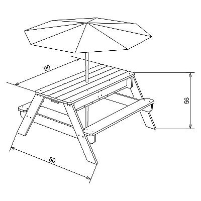 Axi Nick Pikniko Stalas Su Smėlio/Vandens Talpyklomis Ir Skėčiu