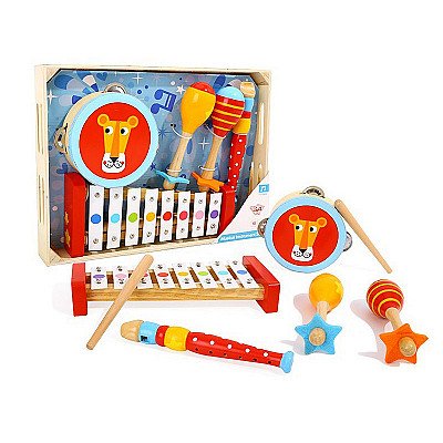 Muusikariistad Taldrikud Drum Flute ja Maracas Tooky Toy