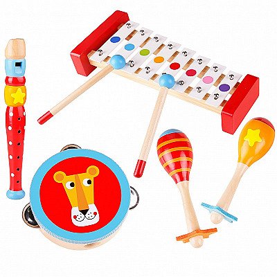 Muusikariistad Taldrikud Drum Flute ja Maracas Tooky Toy