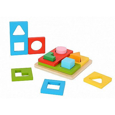 Montessori puidust värvilised pusle kujundid Tooky Toy