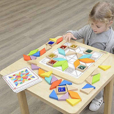 Puidust värviliste tangrami kujundite pusle/mosaiik Masterkidz