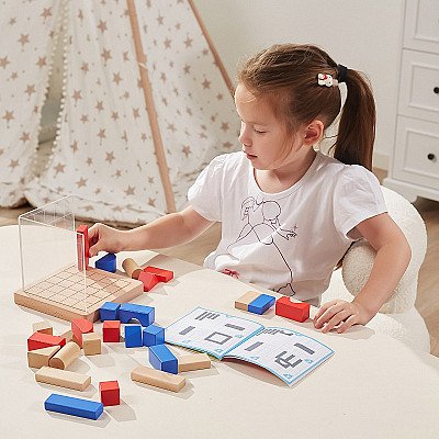 Puidust Montessori 3D ehitusklotsid Viga mänguasjad